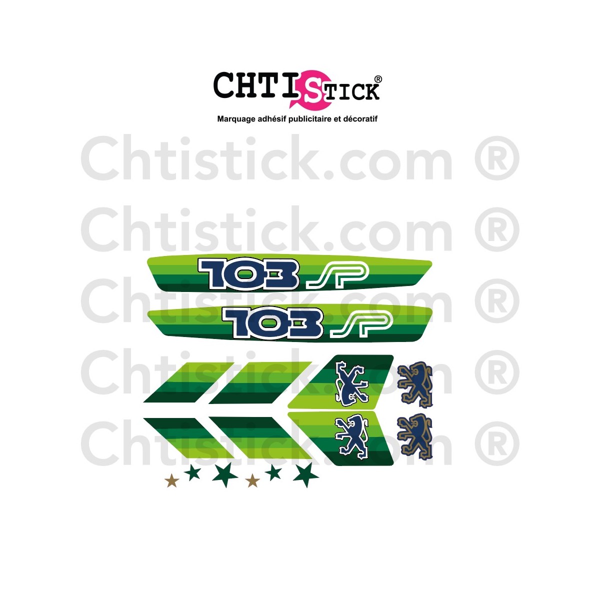 Autocollant Peugeot 103 SP VERT