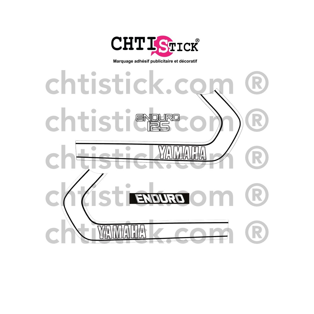 Kit deco Yamaha 125 DTF 1975 pour réservoir vert