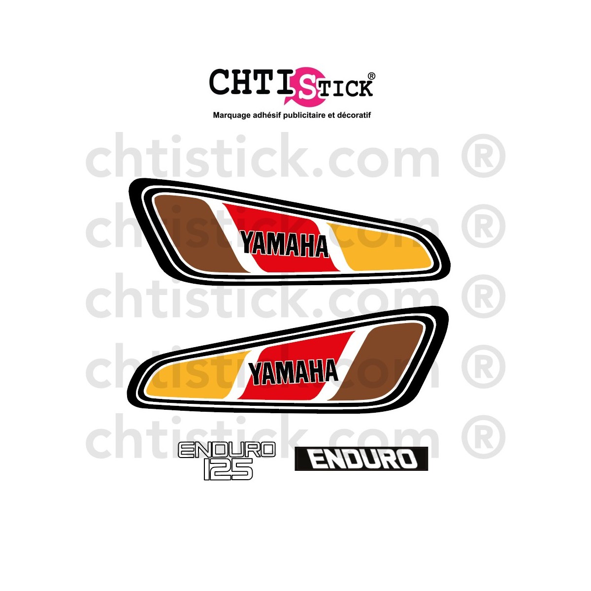 Autocollants Yamaha 125 DTF pour réservoir rouge