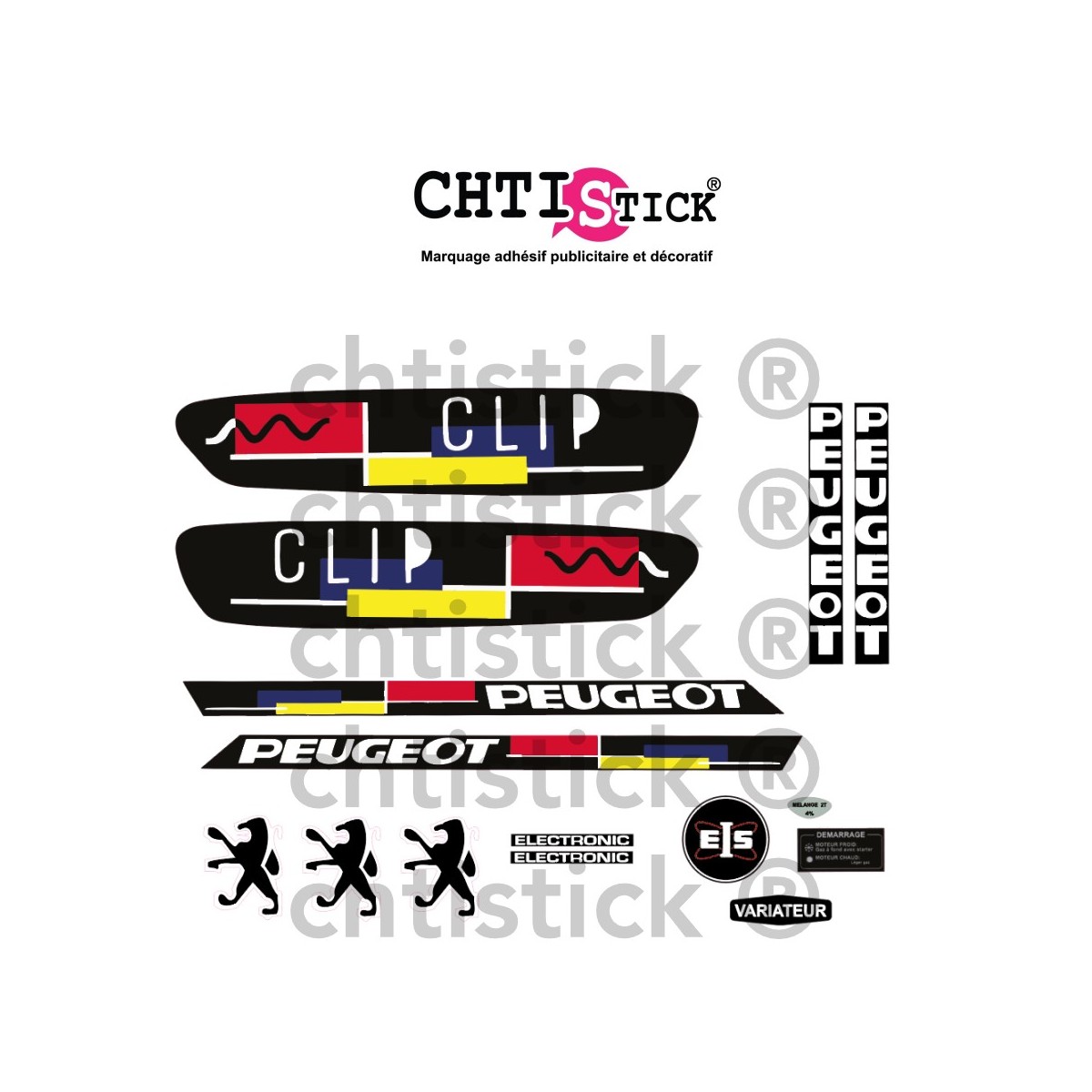 chtistick Kit autocollants Peugeot 103 CLIP NOIR