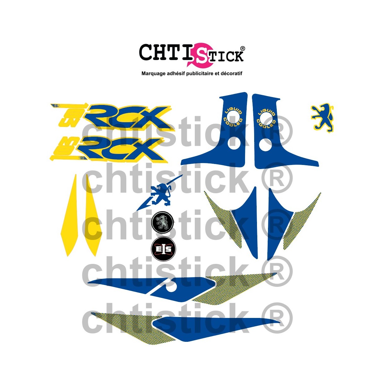 Stickers Peugeot 103 RCX Bleue