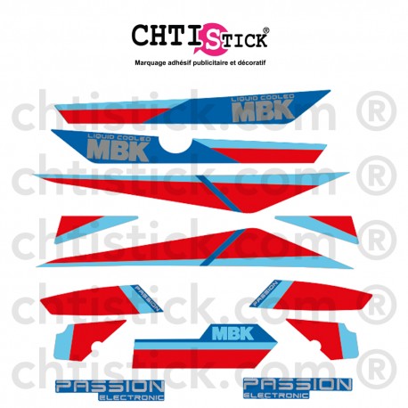 Kit Stickers MBK 51 PASSION 89 BLEU ROUGE CIEL