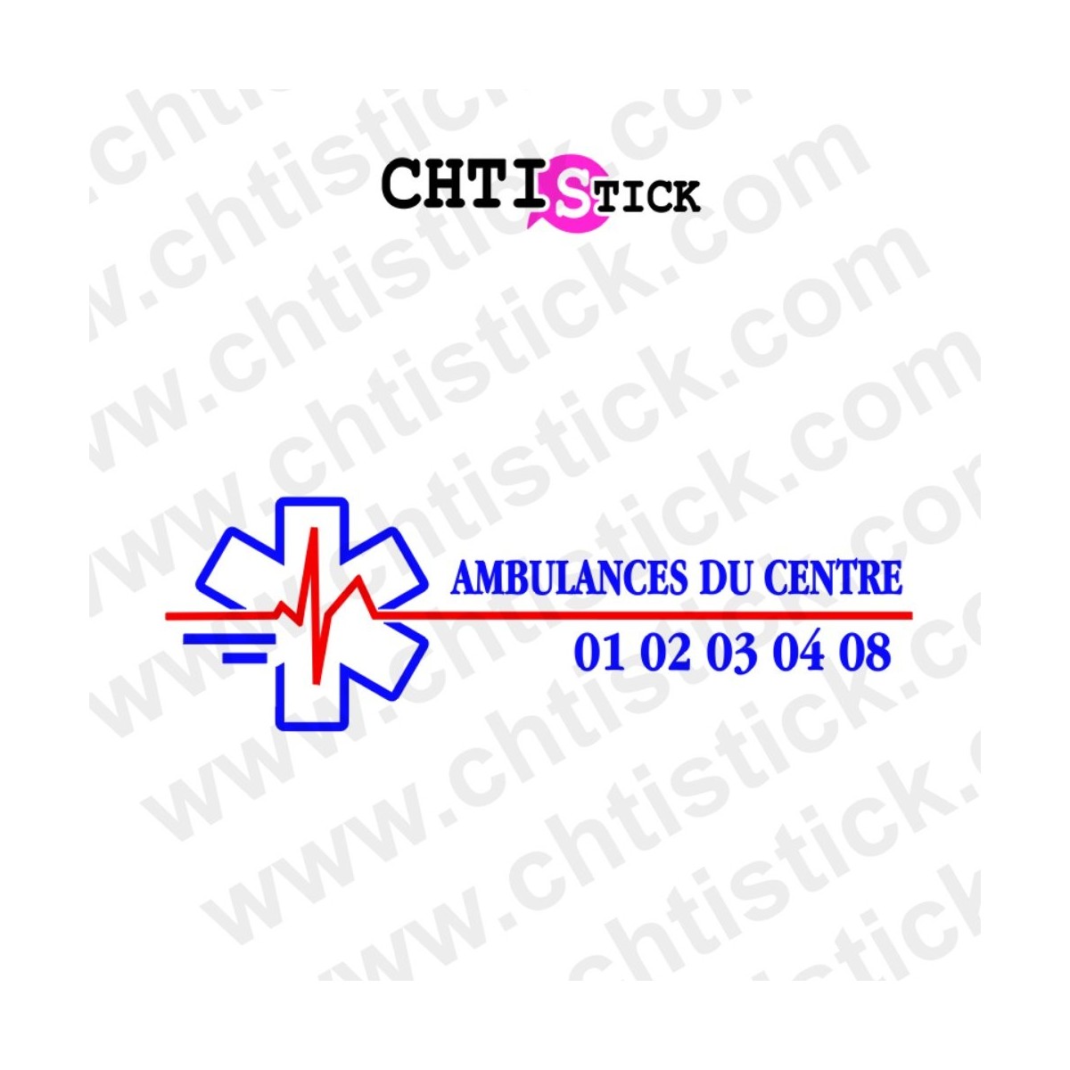 chtistick AUTOCOLLANT AMBULANCE LIGNE LOGO