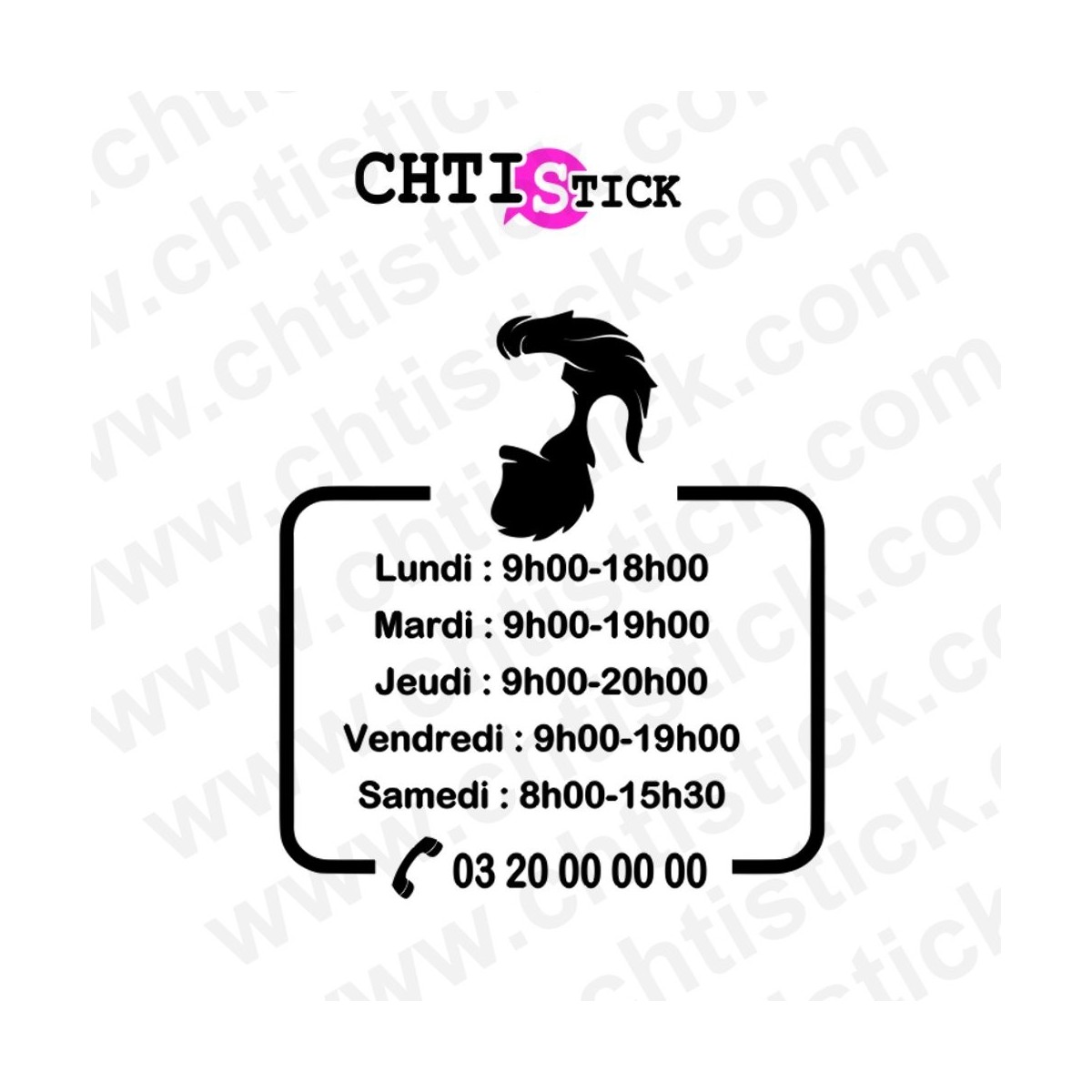 STICKER HORAIRES SALON COIFFURE HOMME