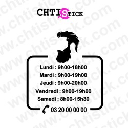 STICKER HORAIRES SALON COIFFURE HOMME