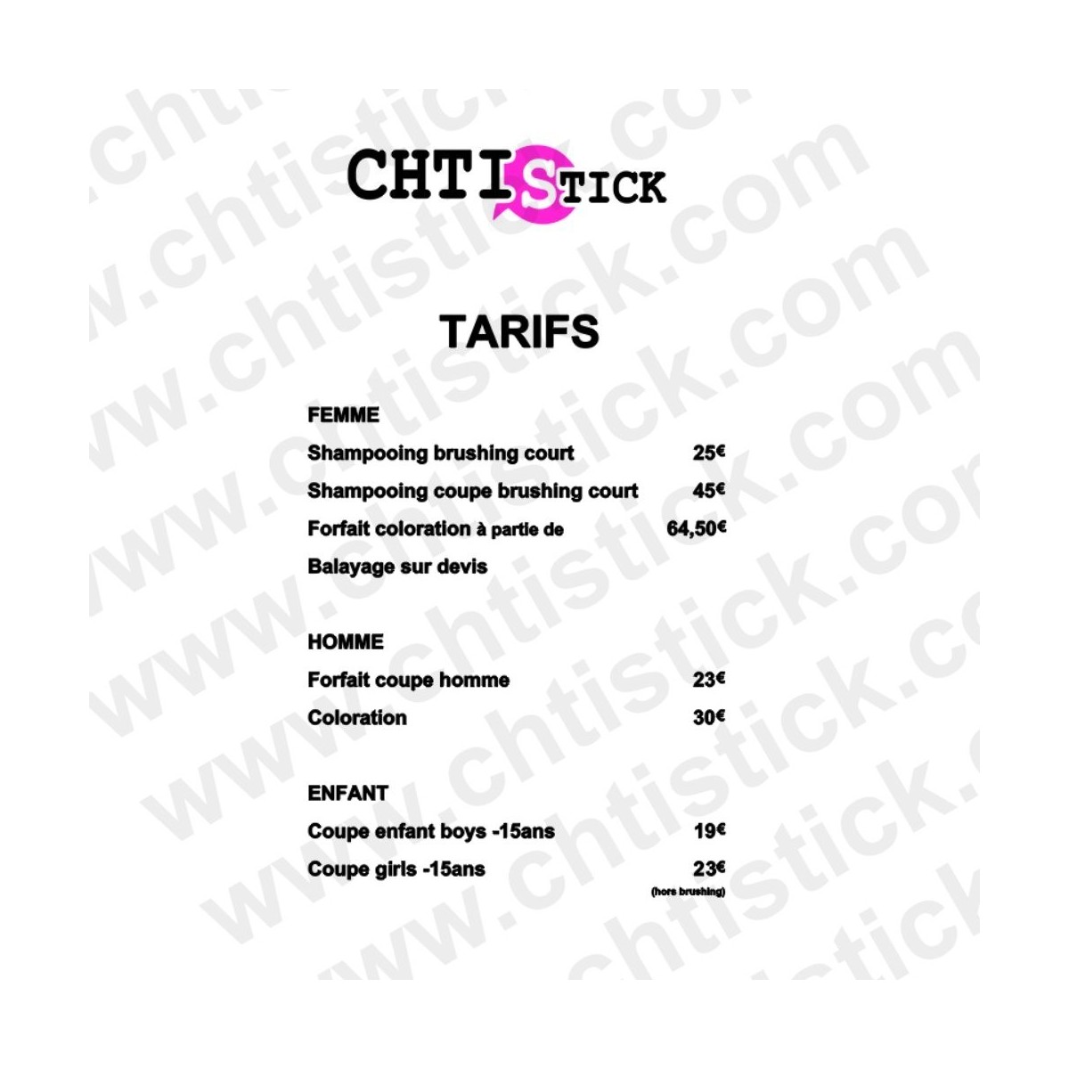 STICKER TARIF VITRINE