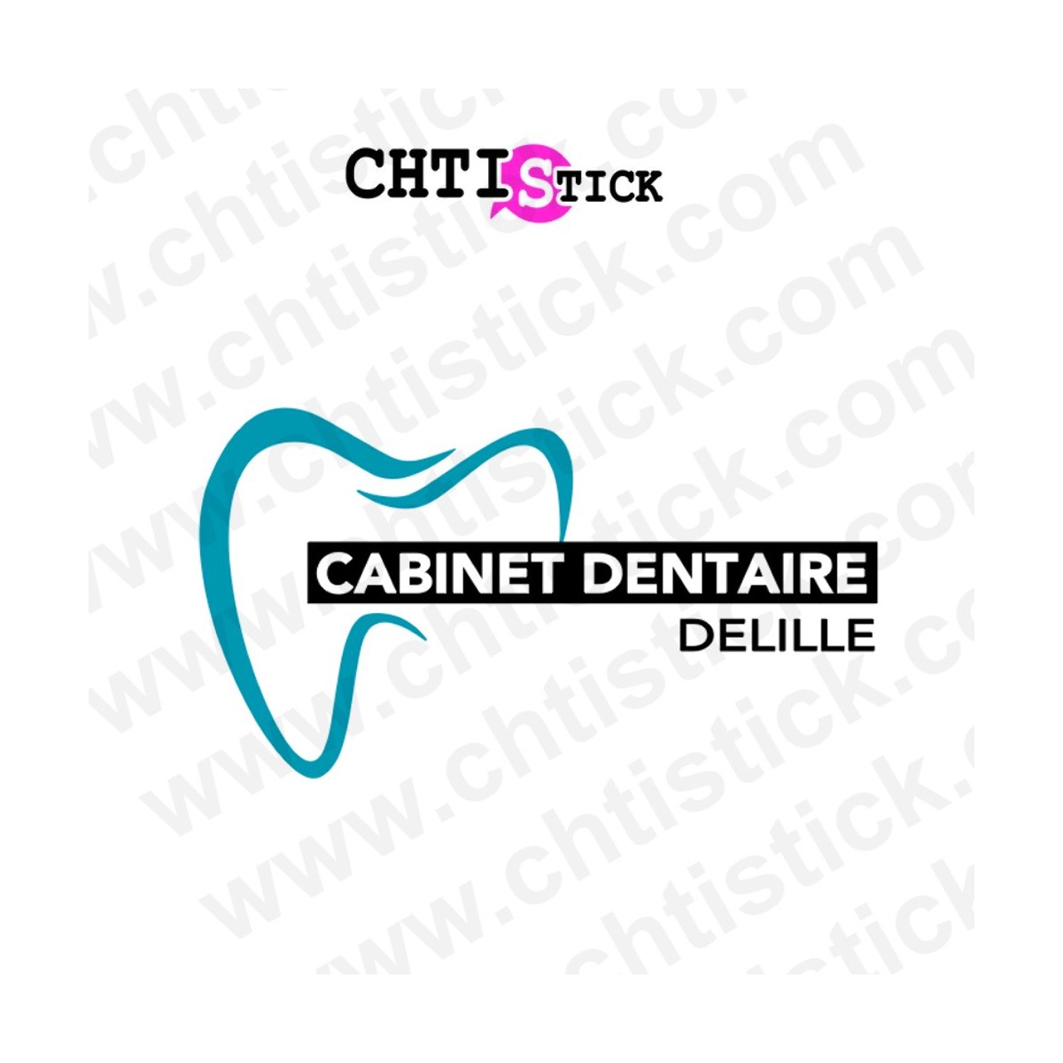 chtistick Sticker Cabinet Dentaire – Nom et Dent Vitrine