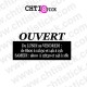 STICKER HORAIRES D'OUVERTURE
