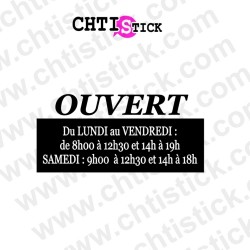 STICKER HORAIRES D'OUVERTURE