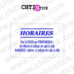 Autocollant horaires vitrine 