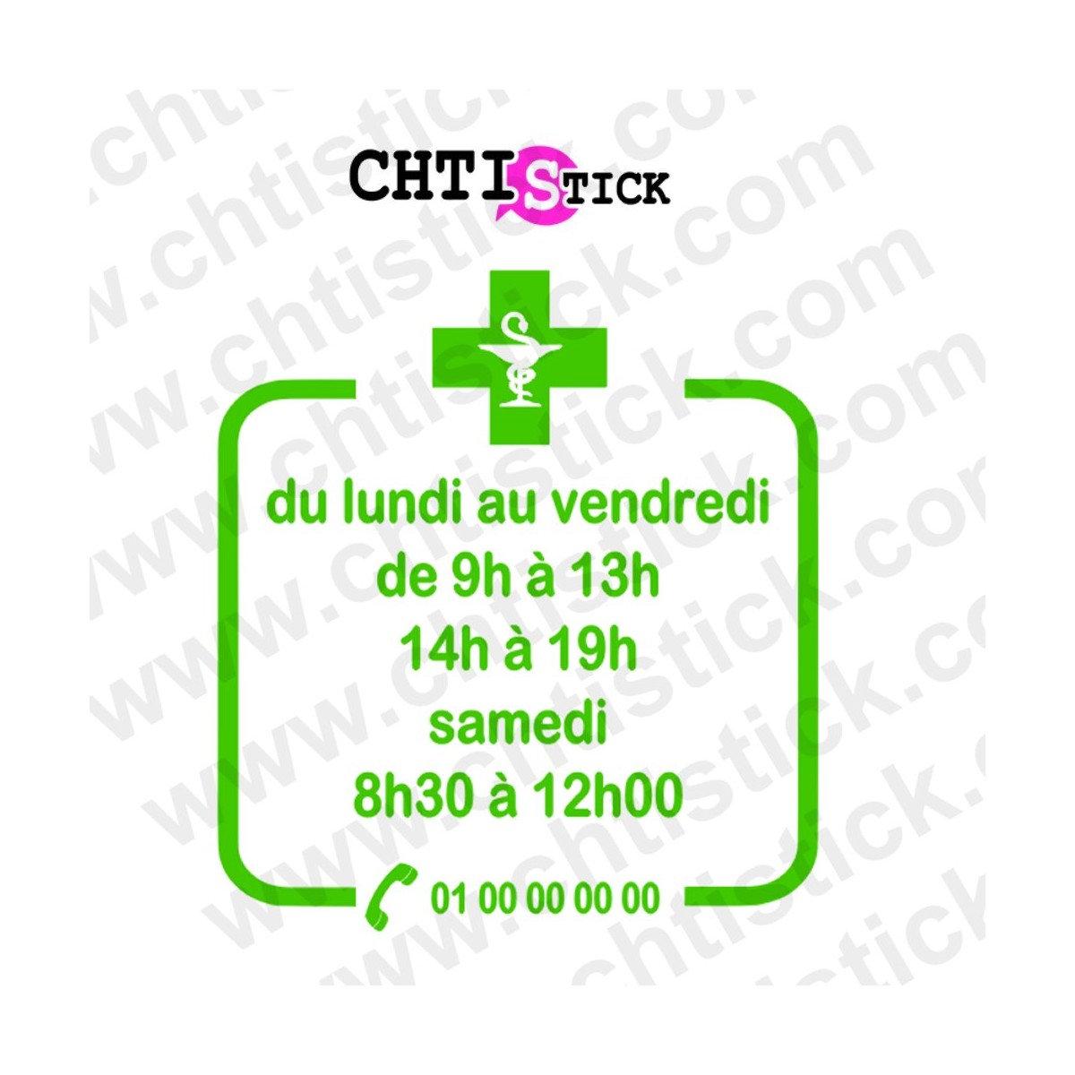 chtistick STICKER HORAIRES POUR PHARMACIE 