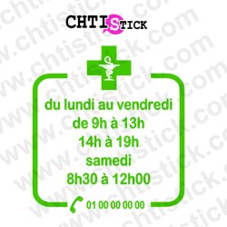 chtistick STICKER HORAIRES POUR PHARMACIE 