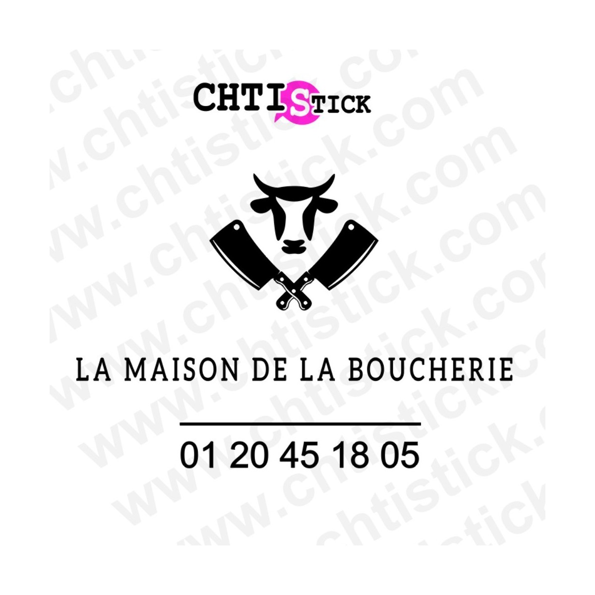 chtistick Autocollant logo Boucherie personnalisé