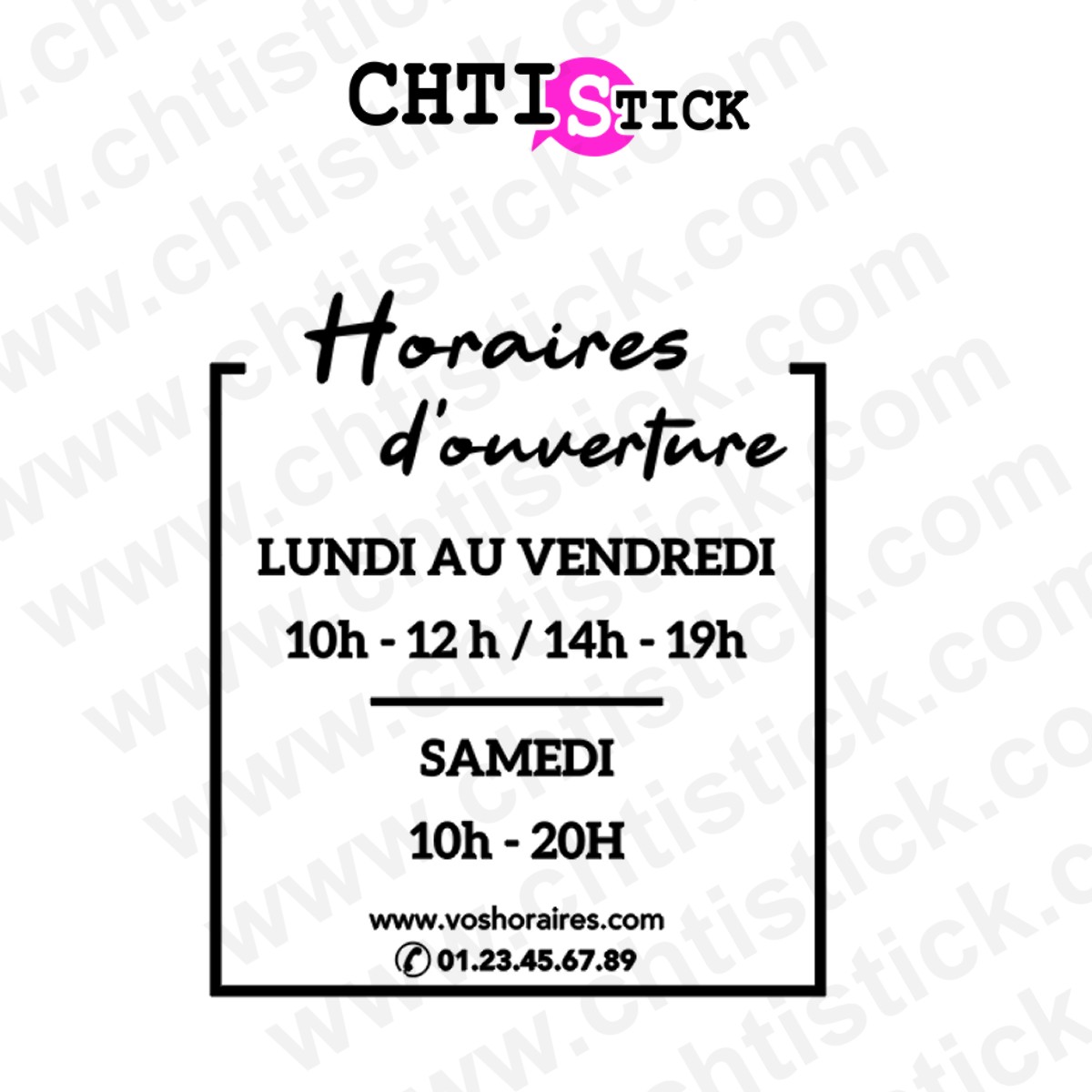 chtistick Autocollant vitrine horaires moderne