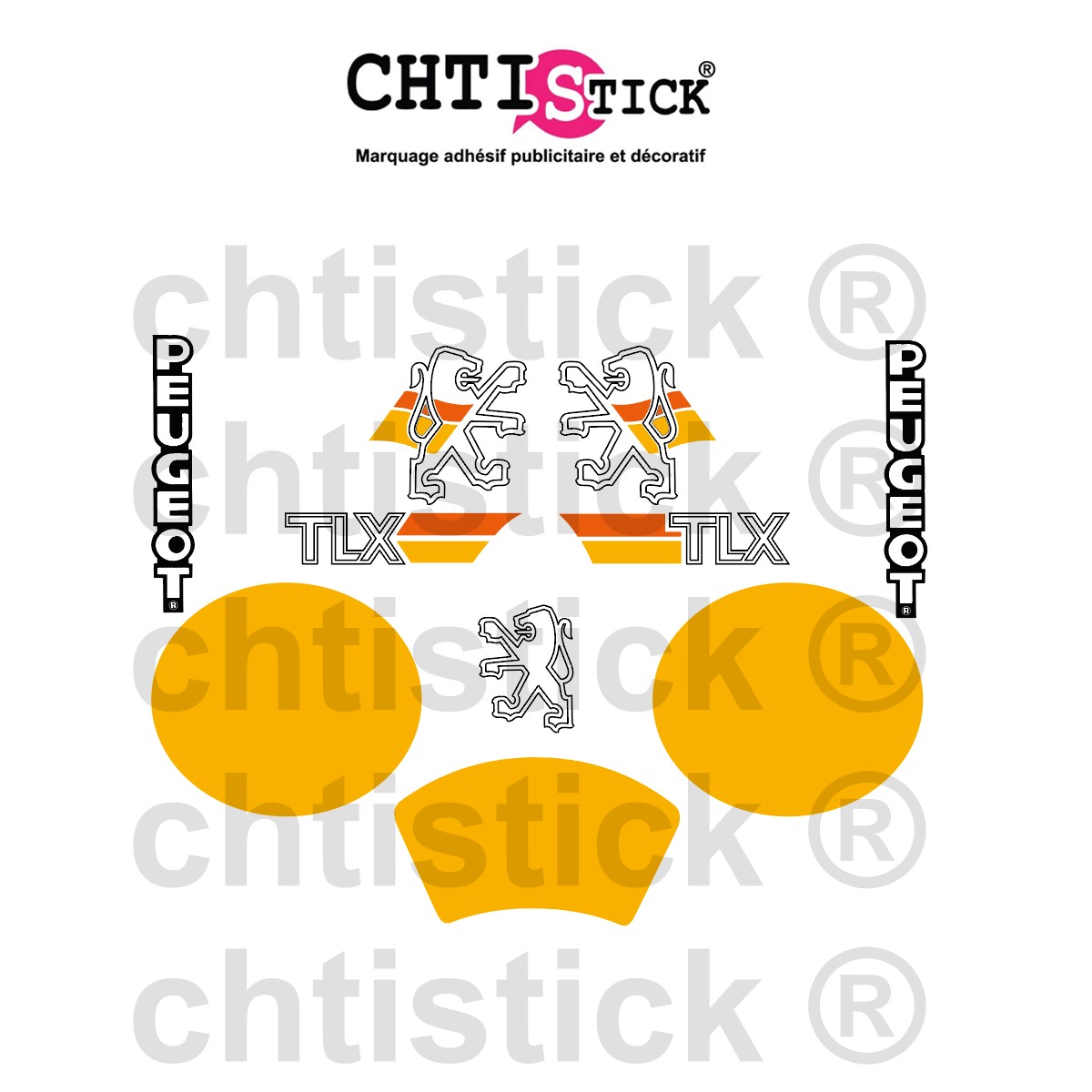 Kit stickers moto Peugeot 50 TLX Jaune