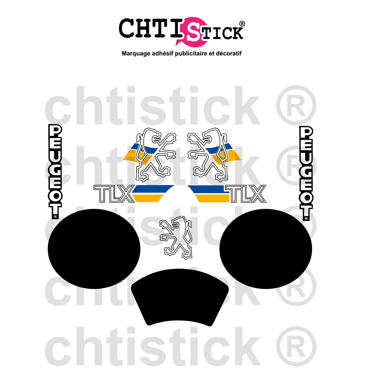 Kit stickers moto Peugeot 50 TLX Bleu