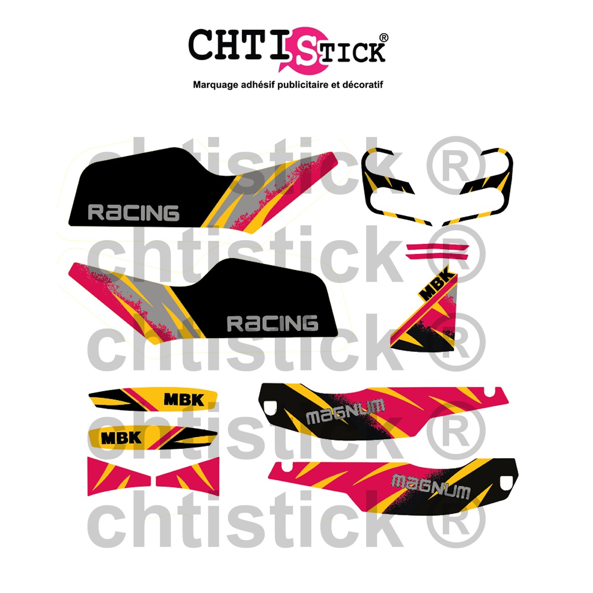 Kit Stickers MBK 51 MAGNUM RACING MR1 YELLOW