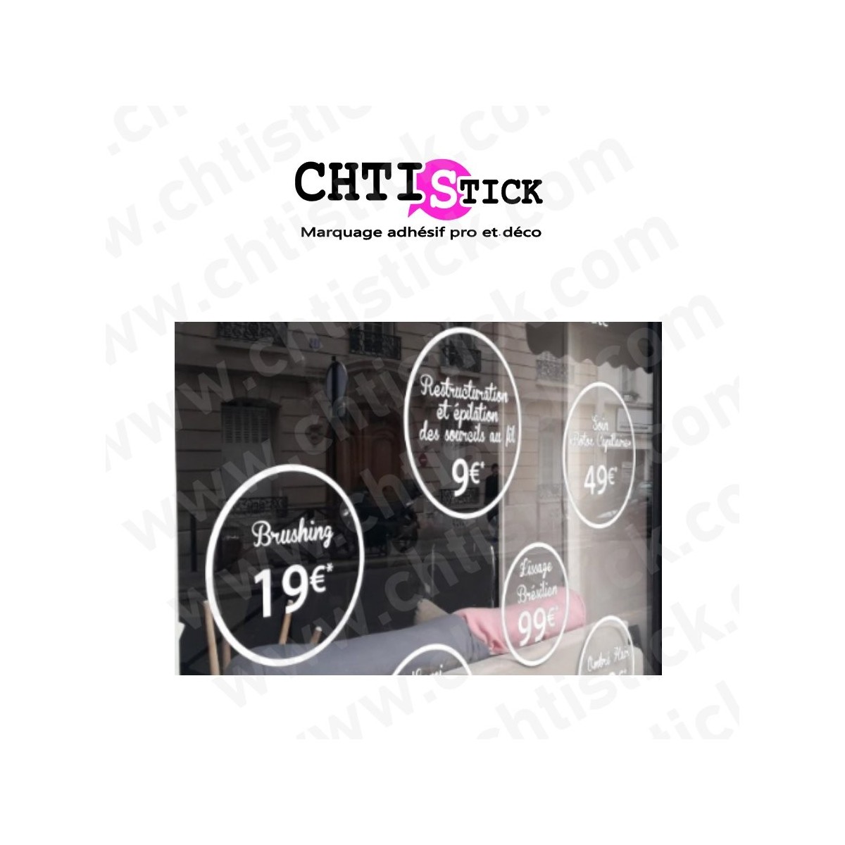 Autocollant tarif vitrine