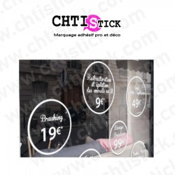 STICKER TARIF VITRINE ROND CONTOUR