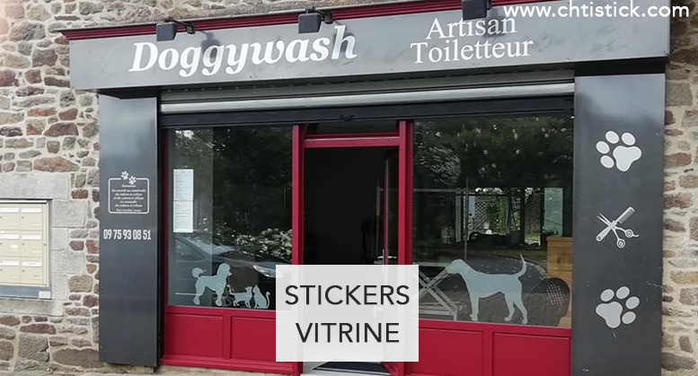 Autocollant vitrine toilettage